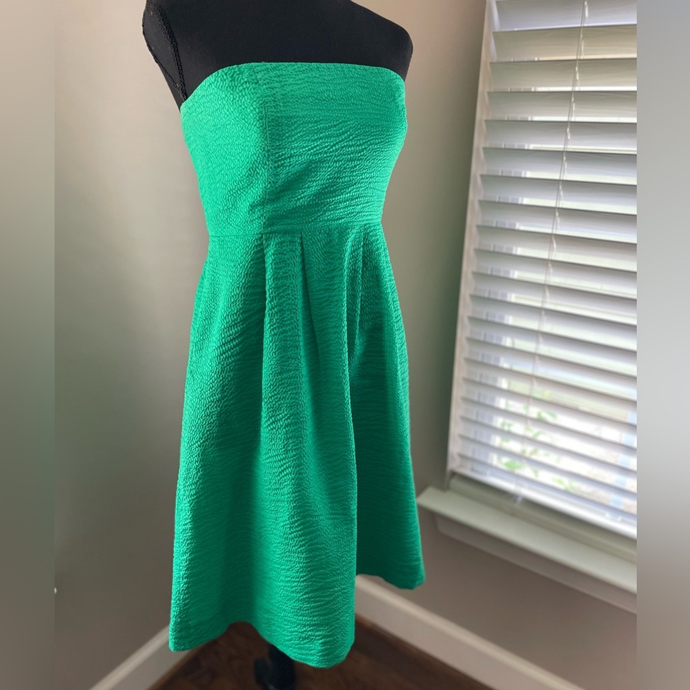 J. Crew Vibrant Green Strapless Dress 0